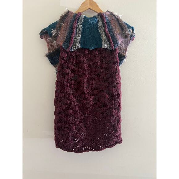 M.&Kyoko Artsy Vest Wool Blend Mixed Media Knit Multicolored Size One Size JL - Picture 6 of 8